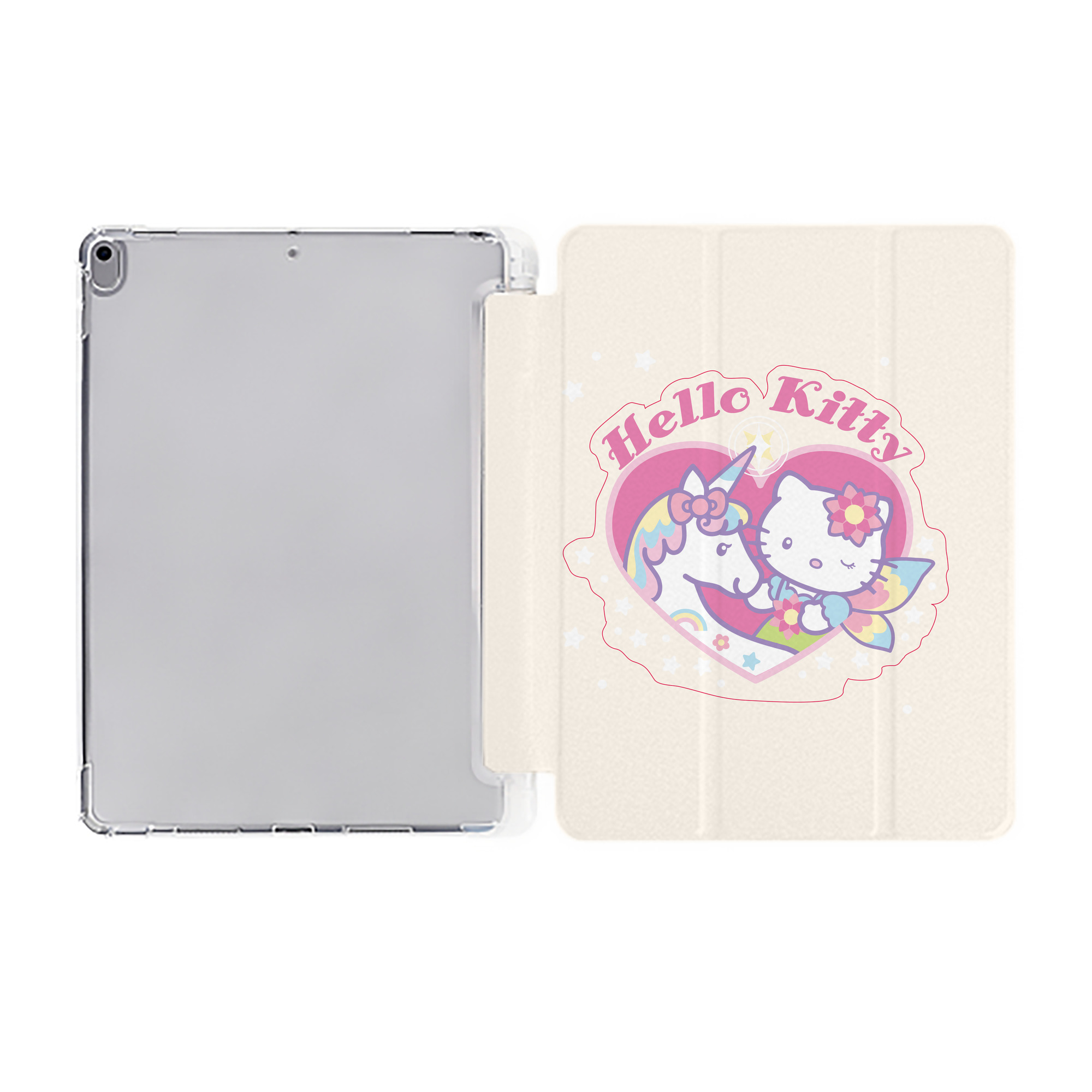（画像用） Hello Kitty ハローキティ IPad ケース ペン収納付き 三つ折りスタンド PUレザー×シリコン 対応機種9.5/10.5/10.9インチ